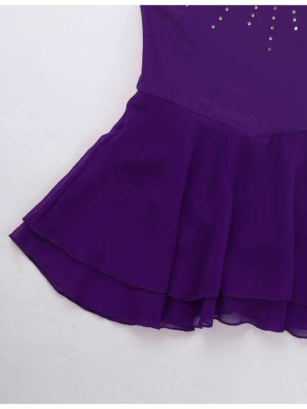 Kids Girls Sleeveless Figure Skating Leotard Dress with Rhinestone thumb