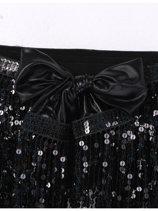 Women 2Pcs Sequin Tassels Halter Neck Bra and Hip Wrap Skirts Belly Dance Set thumb