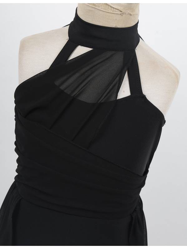 Kids Girls Sleeveless Ruched Chiffon Lyrical Dance Leotard Dress thumb