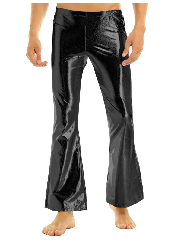 Men Shiny Metallic Bell Bottom Disco Pants thumb