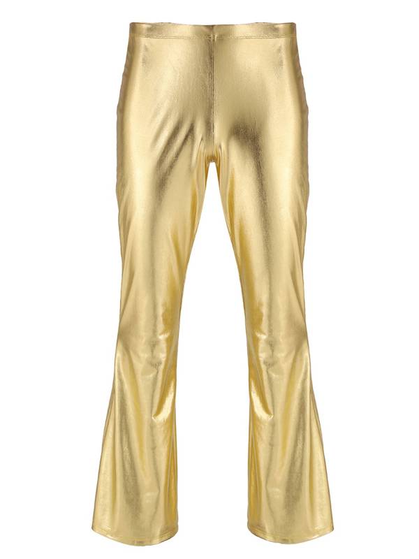 Men Shiny Metallic Bell Bottom Disco Pants thumb