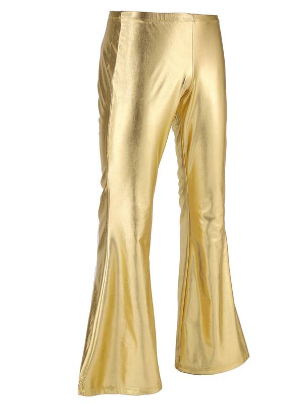 Men Shiny Metallic Bell Bottom Disco Pants thumb