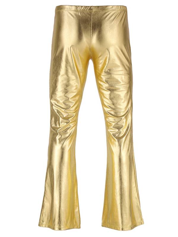 Men Shiny Metallic Bell Bottom Disco Pants thumb