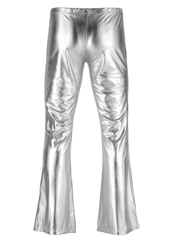 Men Shiny Metallic Bell Bottom Disco Pants thumb
