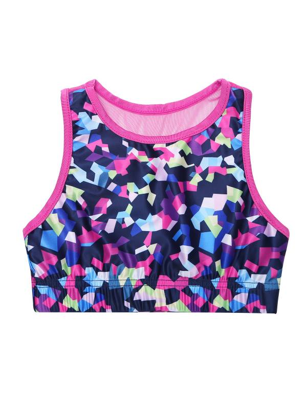 Kids Girls 2pcs Sleeveless Mesh Racer Back Crop Top and Leggings Sports Set thumb