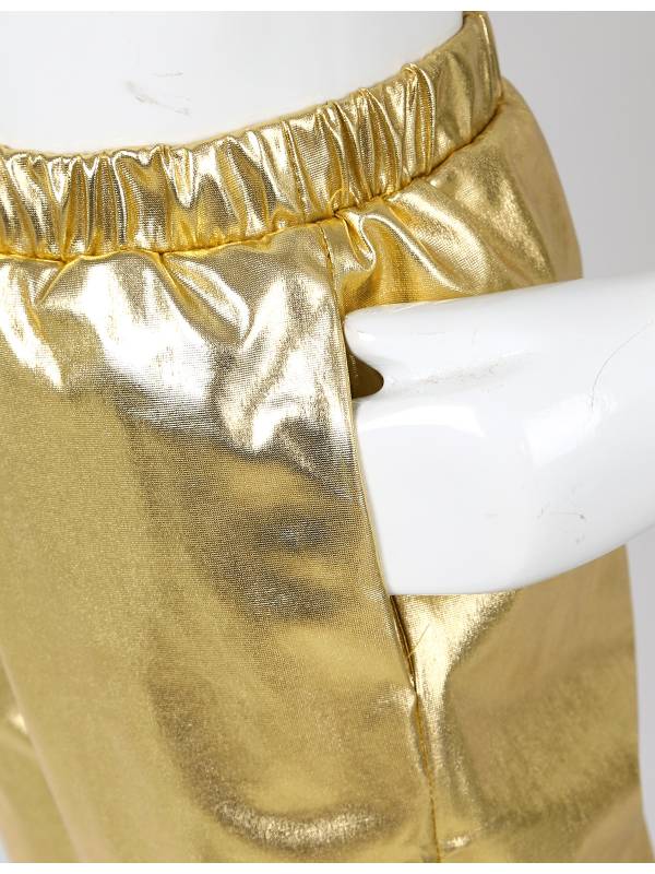 Kids Girls Glossy Metallic Elastic Waist Dance Pants thumb