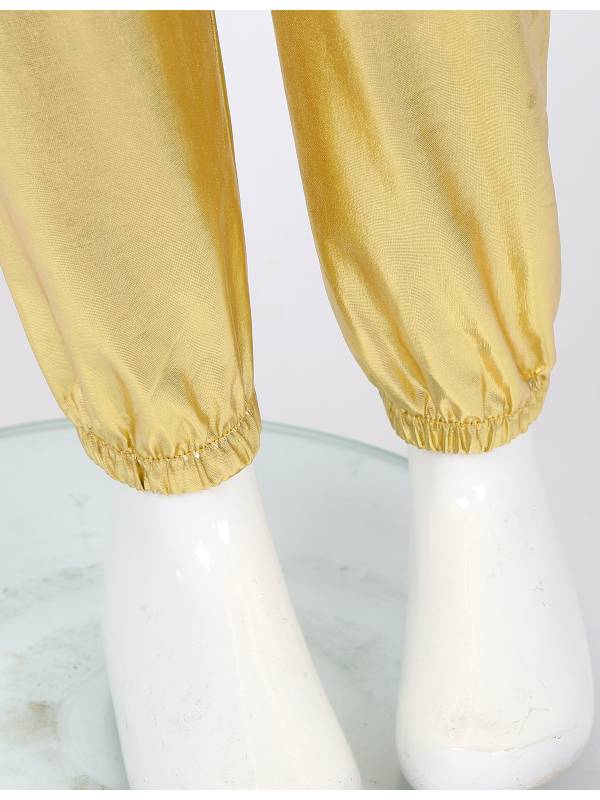 Kids Girls Glossy Metallic Elastic Waist Dance Pants thumb
