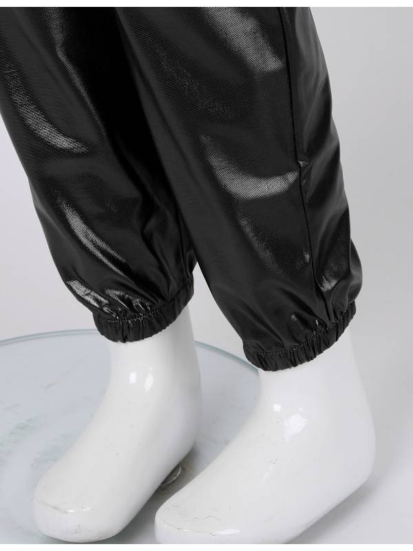 Kids Girls Glossy Metallic Elastic Waist Dance Pants thumb