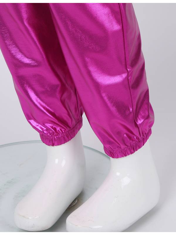 Kids Girls Glossy Metallic Elastic Waist Dance Pants thumb