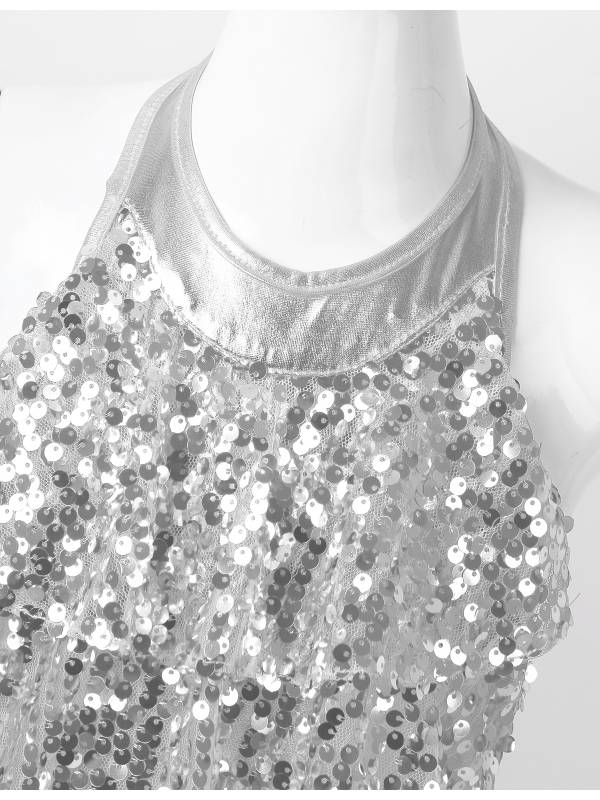 Kids Girls Backless Sequins Ballet Dance Unitard Jazz Costumes thumb