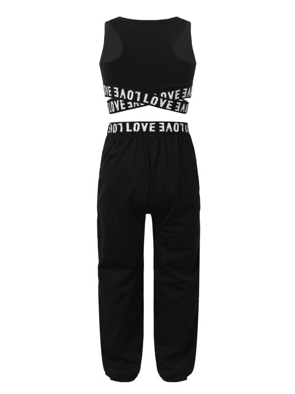 Girls 2pcs Tank Crop Top and Pants Gym Fitness Sport Set thumb