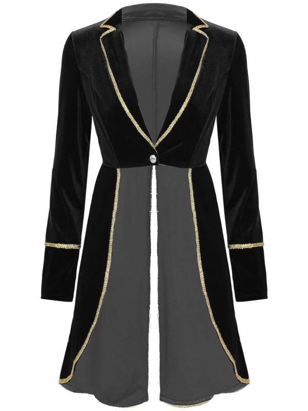 Women Long Sleeve Halloween Velvet Swallow-Tailed Coat thumb