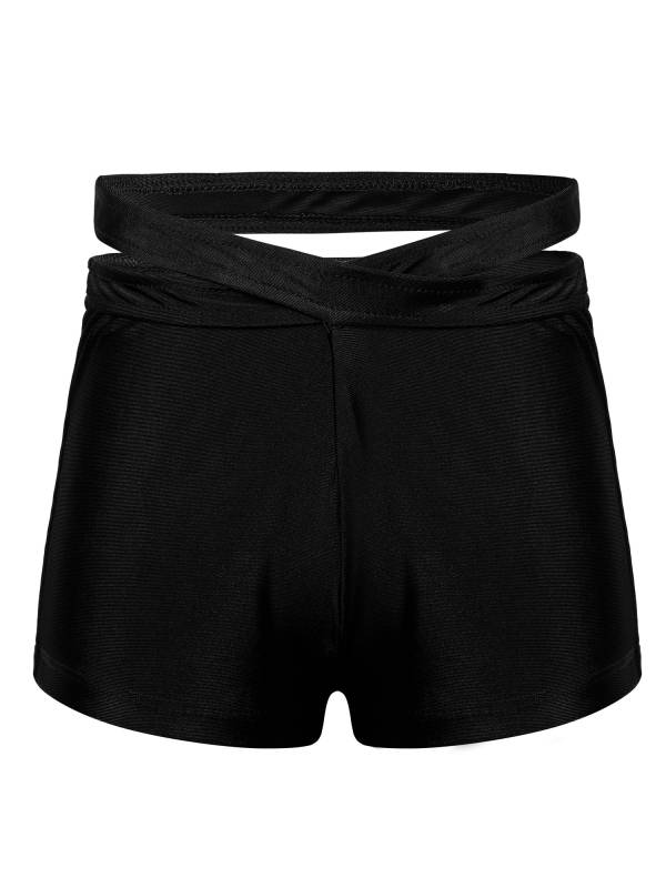 Kids Girls Solid Black Sleeveless Crop Top and Shorts Sport Sets thumb