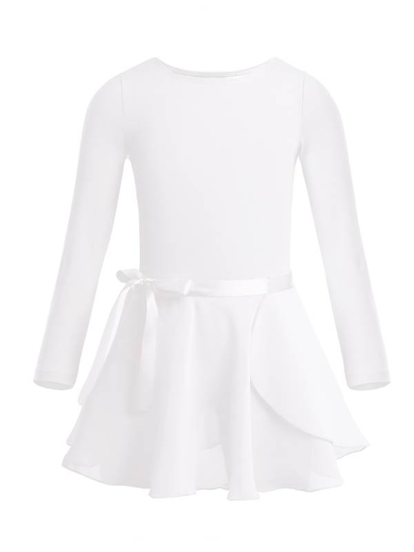 Girls 2pcs Cotton Long Sleeves Leotard with Chiffon Skirt Ballet Dance Set thumb