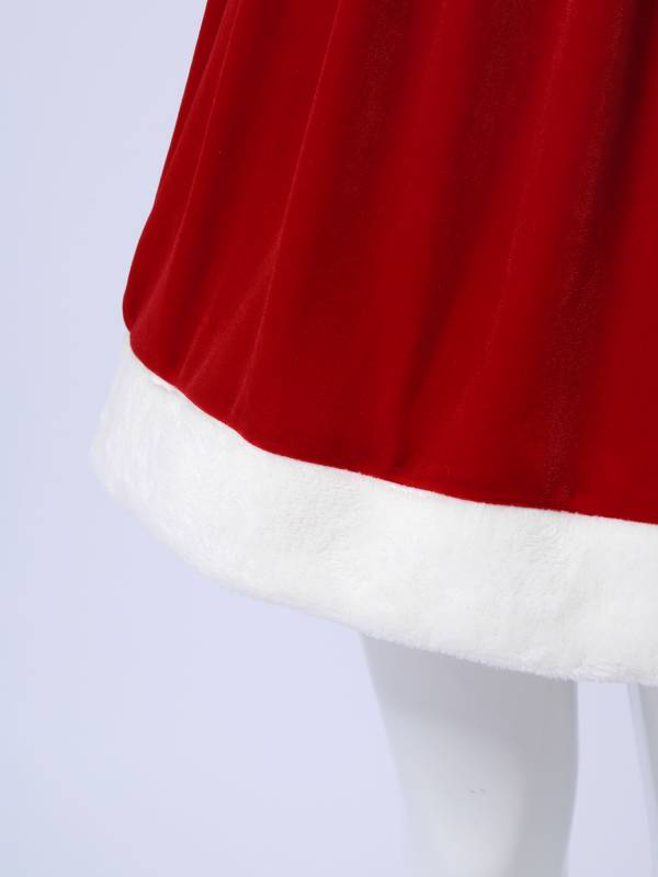 Kids Girls Christmas Santa Claus Long Sleeve Velvet Hooded A-line Dress thumb