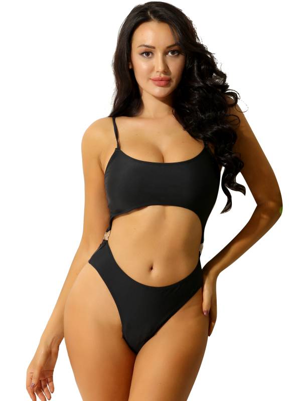 Women Scoop Neck One-Piece Swimsuit Monokini Bathing Suit thumb