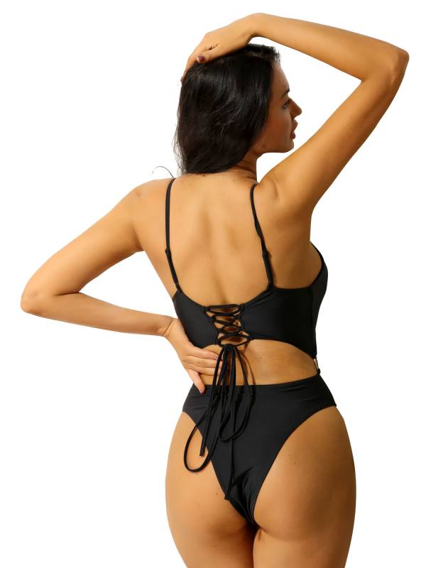 Women Scoop Neck One-Piece Swimsuit Monokini Bathing Suit thumb