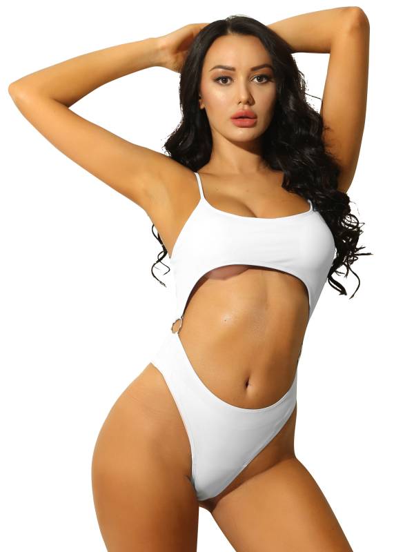 Women Scoop Neck One-Piece Swimsuit Monokini Bathing Suit thumb