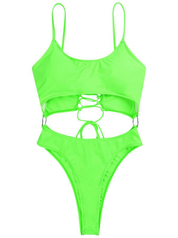Women Scoop Neck One-Piece Swimsuit Monokini Bathing Suit thumb