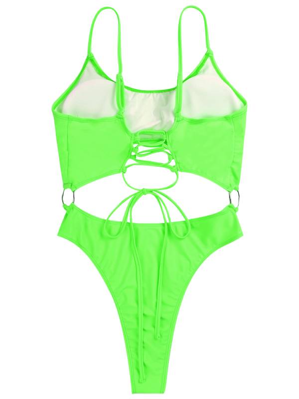 Women Scoop Neck One-Piece Swimsuit Monokini Bathing Suit thumb