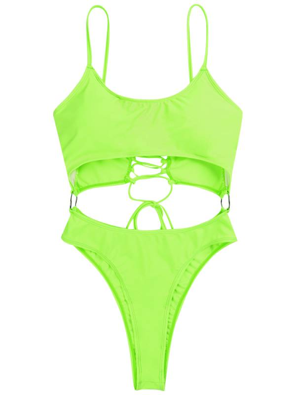 Women Scoop Neck One-Piece Swimsuit Monokini Bathing Suit thumb