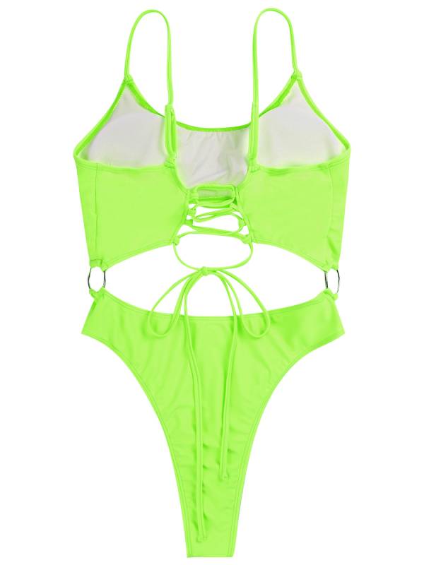 Women Scoop Neck One-Piece Swimsuit Monokini Bathing Suit thumb