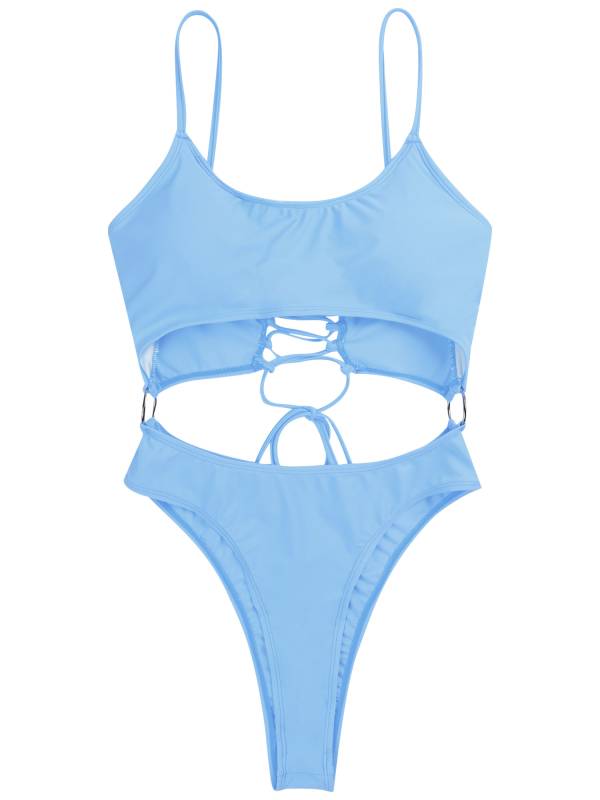 Women Scoop Neck One-Piece Swimsuit Monokini Bathing Suit thumb
