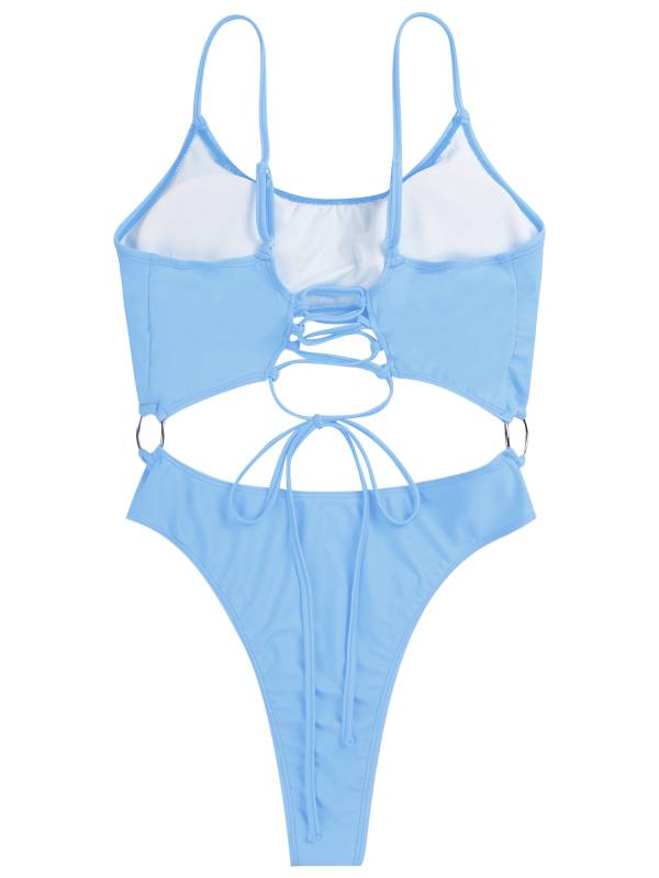 Women Scoop Neck One-Piece Swimsuit Monokini Bathing Suit thumb