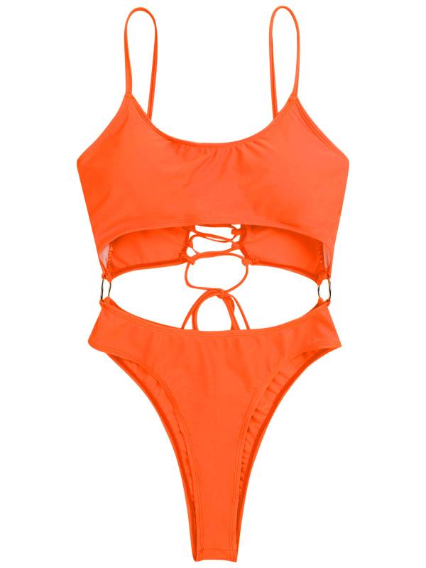 Women Scoop Neck One-Piece Swimsuit Monokini Bathing Suit thumb