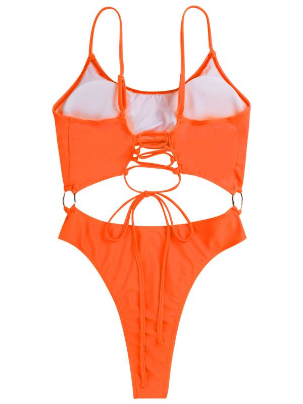 Women Scoop Neck One-Piece Swimsuit Monokini Bathing Suit thumb