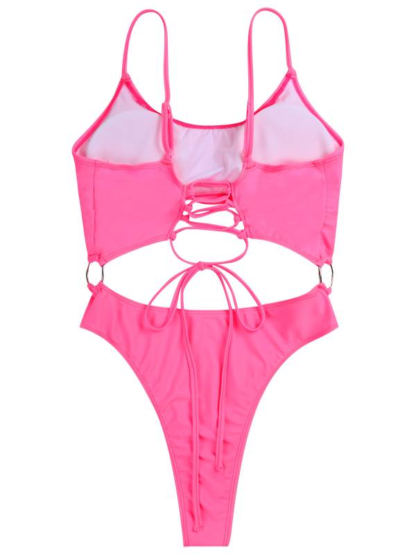 Women Scoop Neck One-Piece Swimsuit Monokini Bathing Suit thumb