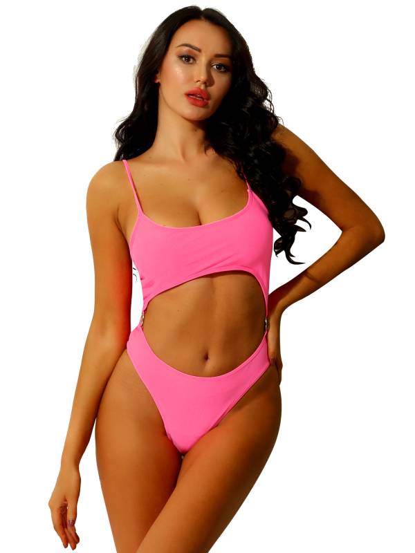 Women Scoop Neck One-Piece Swimsuit Monokini Bathing Suit thumb