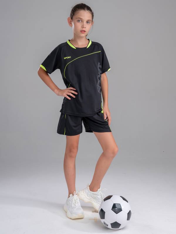 Kids Boys 2pcs Short Sleeve Net Sport Print Top and Shorts Set thumb