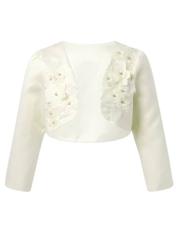 Toddler/Kids Girls Embroidered Long-sleeve Bolero Shawl thumb