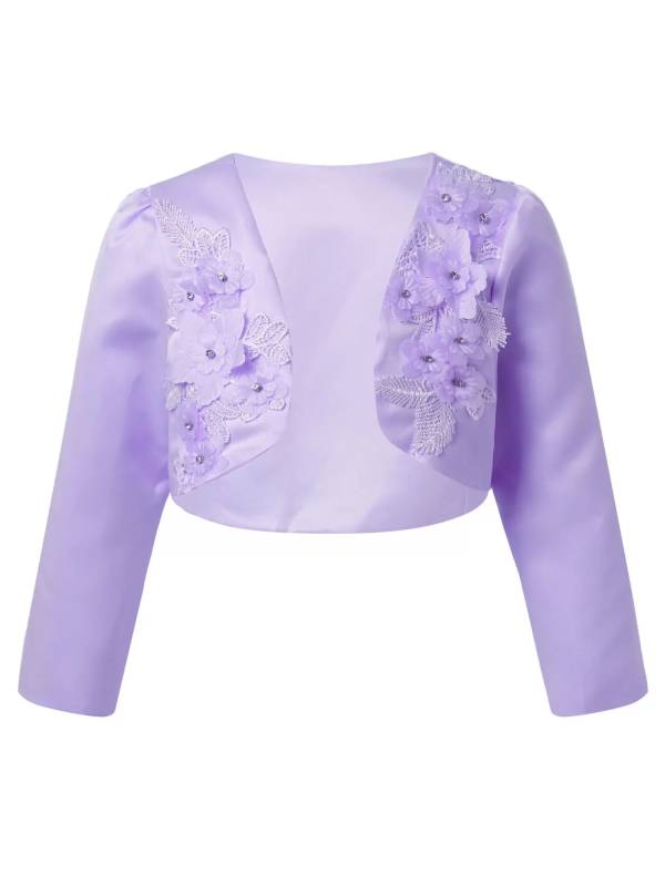 Toddler/Kids Girls Embroidered Long-sleeve Bolero Shawl thumb