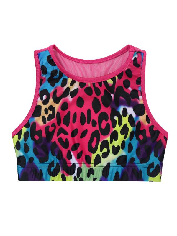 Kids Girls 2pcs Sleeveless Mesh Racer Back Crop Top and Leggings Sports Set thumb