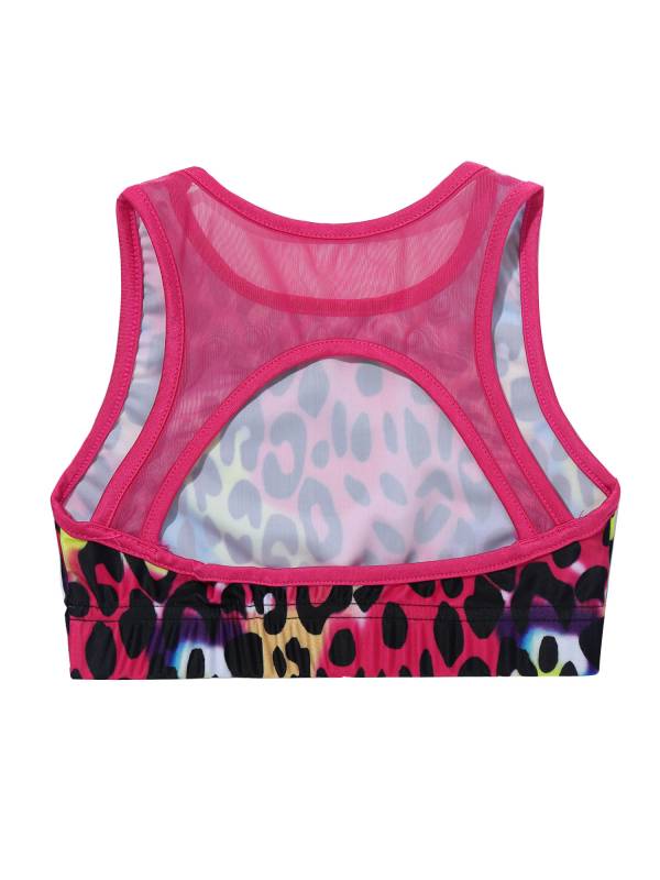 Kids Girls 2pcs Sleeveless Mesh Racer Back Crop Top and Leggings Sports Set thumb