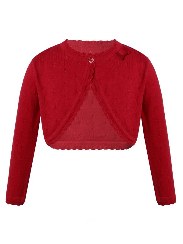 Toddler/Kids Girls Christmas Solid Long-sleeve Cotton Cardigan Bolero thumb
