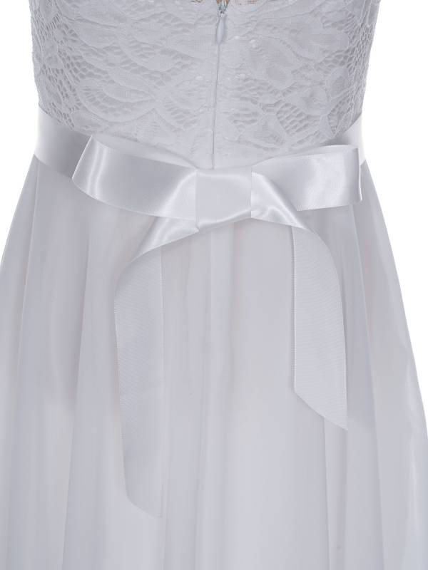 Kids Girls Sleeveless Lace Floral High-Low Chiffon Dress thumb