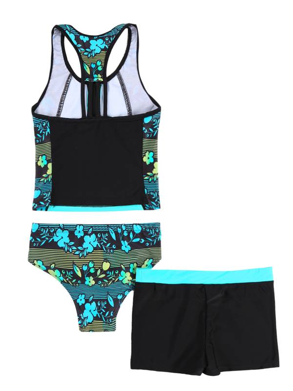 Girls 3 Piece Floral Print Swimwear Tankini Set thumb
