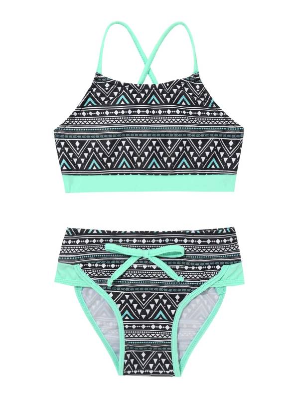 Kids Girls 2pcs Geometric Pattern Swimming Bikini Set thumb