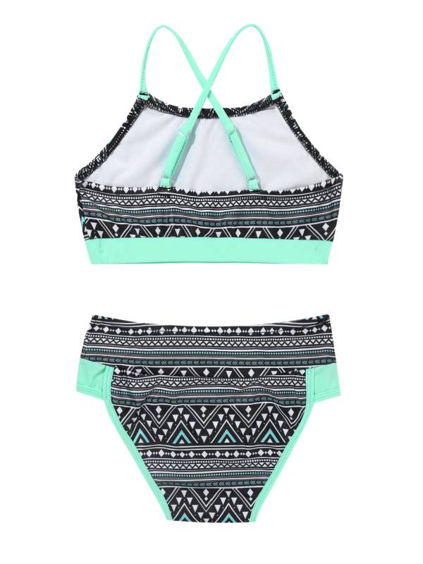 Kids Girls 2pcs Geometric Pattern Swimming Bikini Set thumb