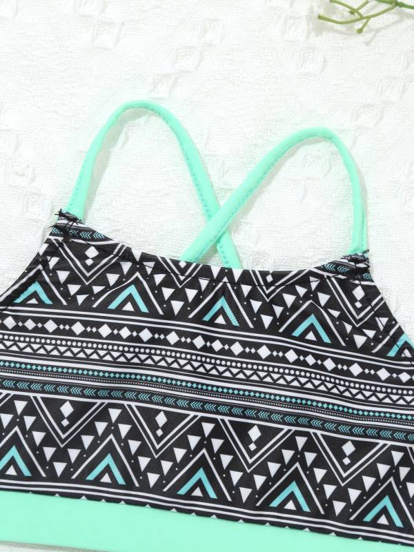 Kids Girls 2pcs Geometric Pattern Swimming Bikini Set thumb