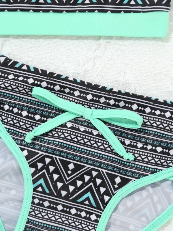 Kids Girls 2pcs Geometric Pattern Swimming Bikini Set thumb