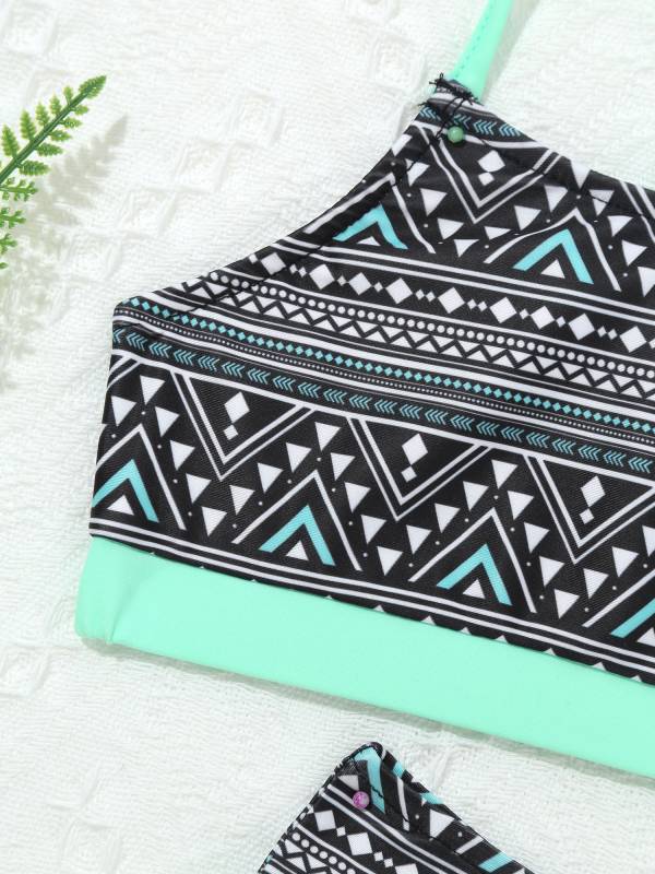 Kids Girls 2pcs Geometric Pattern Swimming Bikini Set thumb