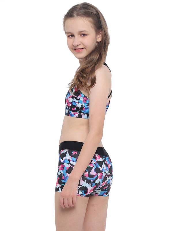 Girls Two Pieces Sleeveless Crisscross Back Swimsuit Set thumb