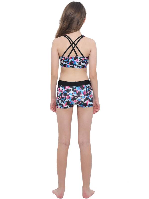 Girls Two Pieces Sleeveless Crisscross Back Swimsuit Set thumb