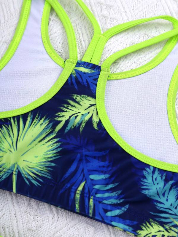 Girls Two Pieces Y-Shaped Back Top and Boyshorts Bottoms Swimsuits Set thumb