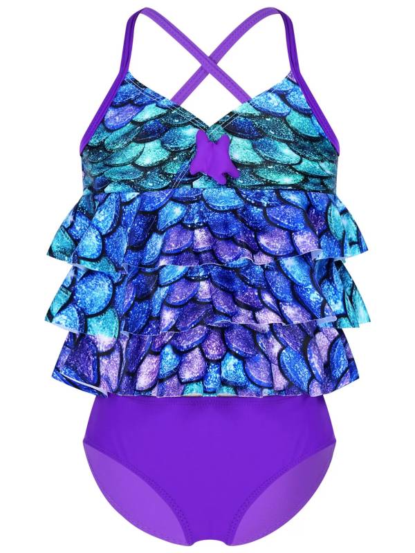 Kids Girls 2pcs Mermaid Scales Printed Tankini Swimsuit Sets thumb