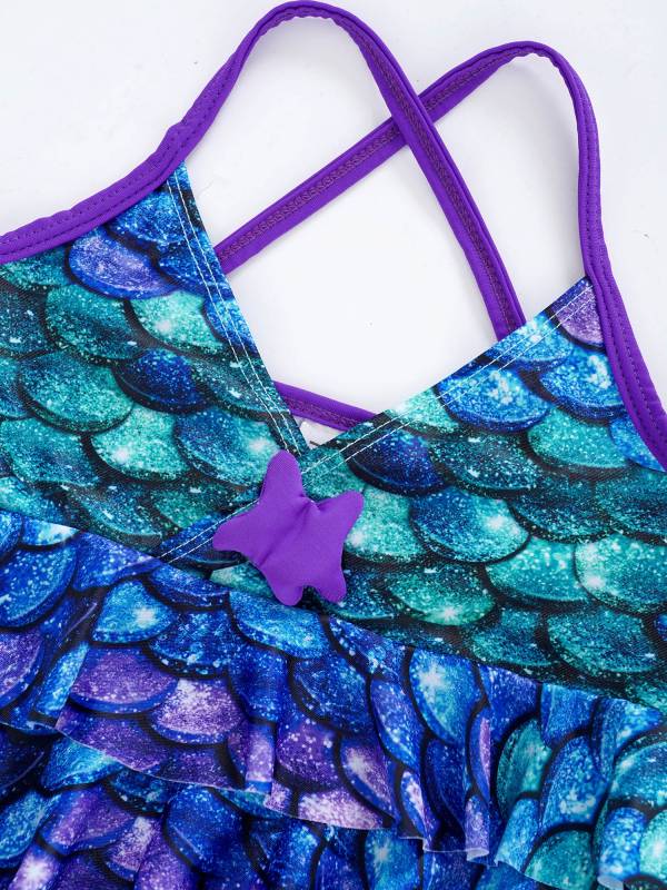 Kids Girls 2pcs Mermaid Scales Printed Tankini Swimsuit Sets thumb